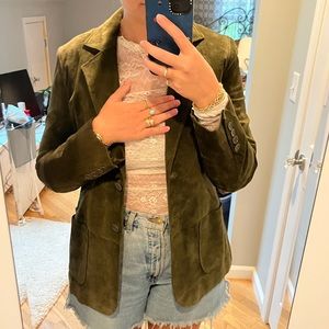 authentic suede Hunter Green Blazer vintage Lord and Taylor Size 8